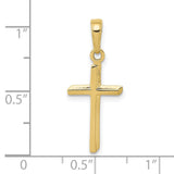 10k Yellow Gold Cross Pendant with Solid Bail, High Gloss Finish, Minimalist Faith Design