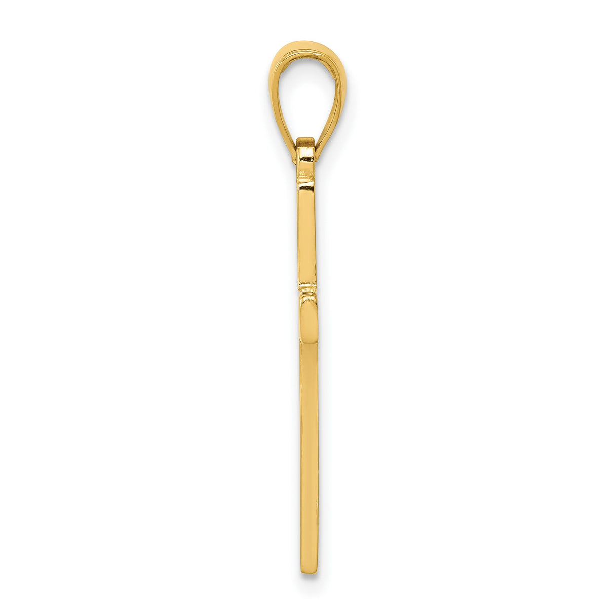 10k Yellow Gold Cross Pendant with Flat Modern Design and Mirror Finish for Men and Women