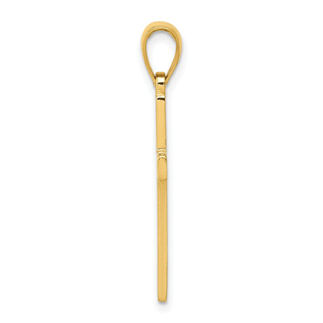 10k Yellow Gold Cross Pendant with Flat Modern Design and Mirror Finish for Men and Women