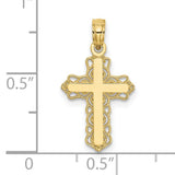 10k Yellow Gold Cross Pendant with Budded Ends and Filigree Vintage Design