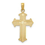 10k Yellow Gold Cross Pendant with Polished Mirror Finish and Layered Architectural Design