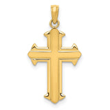 10k Yellow Gold Cross Pendant with Polished Mirror Finish and Layered Architectural Design