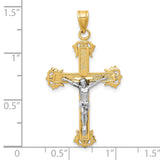 Diamond-Cut Crucifix Charm Pendant in Real 10k Multi-Tone Gold