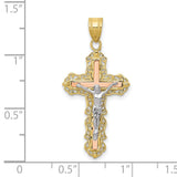 Diamond-cut Crucifix Charm Pendant in Real 10k Multi-Tone Gold