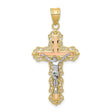 Diamond-cut Crucifix Charm Pendant in Real 10k Multi-Tone Gold