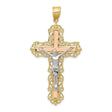 Diamond-Cut Crucifix Charm Pendant in Real 10k Multi-Tone Gold