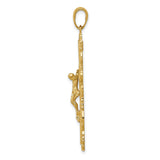 10k Yellow Gold Crucifix Cross Pendant with Jesus Figure, Baroque Filigree Style