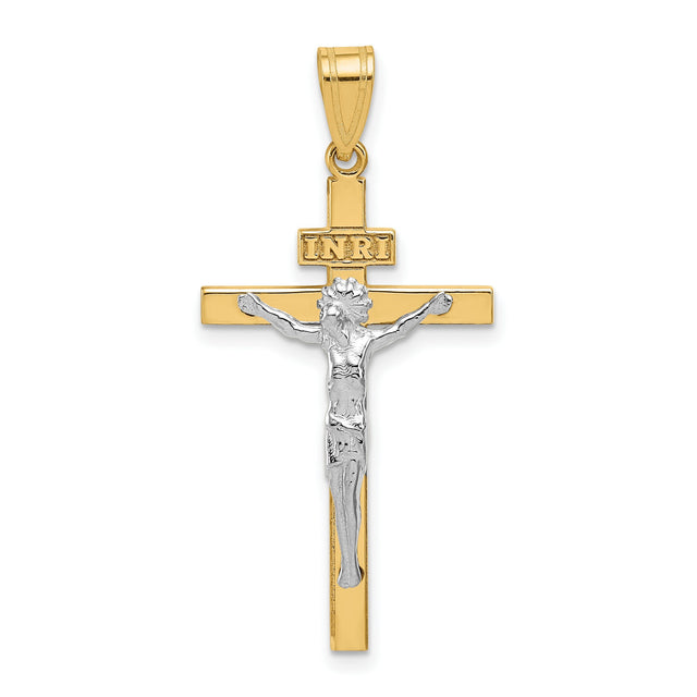 INRI Crucifix Charm Pendant in Real 10k Multi-Tone Gold