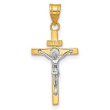 INRI Crucifix Charm Pendant in Real 10k Multi-Tone Gold