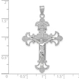 10k White Gold Crucifix Cross Pendant with Dimensional Christ Figure INRI Byzantine Style