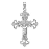 10k White Gold Crucifix Cross Pendant with Dimensional Christ Figure INRI Byzantine Style
