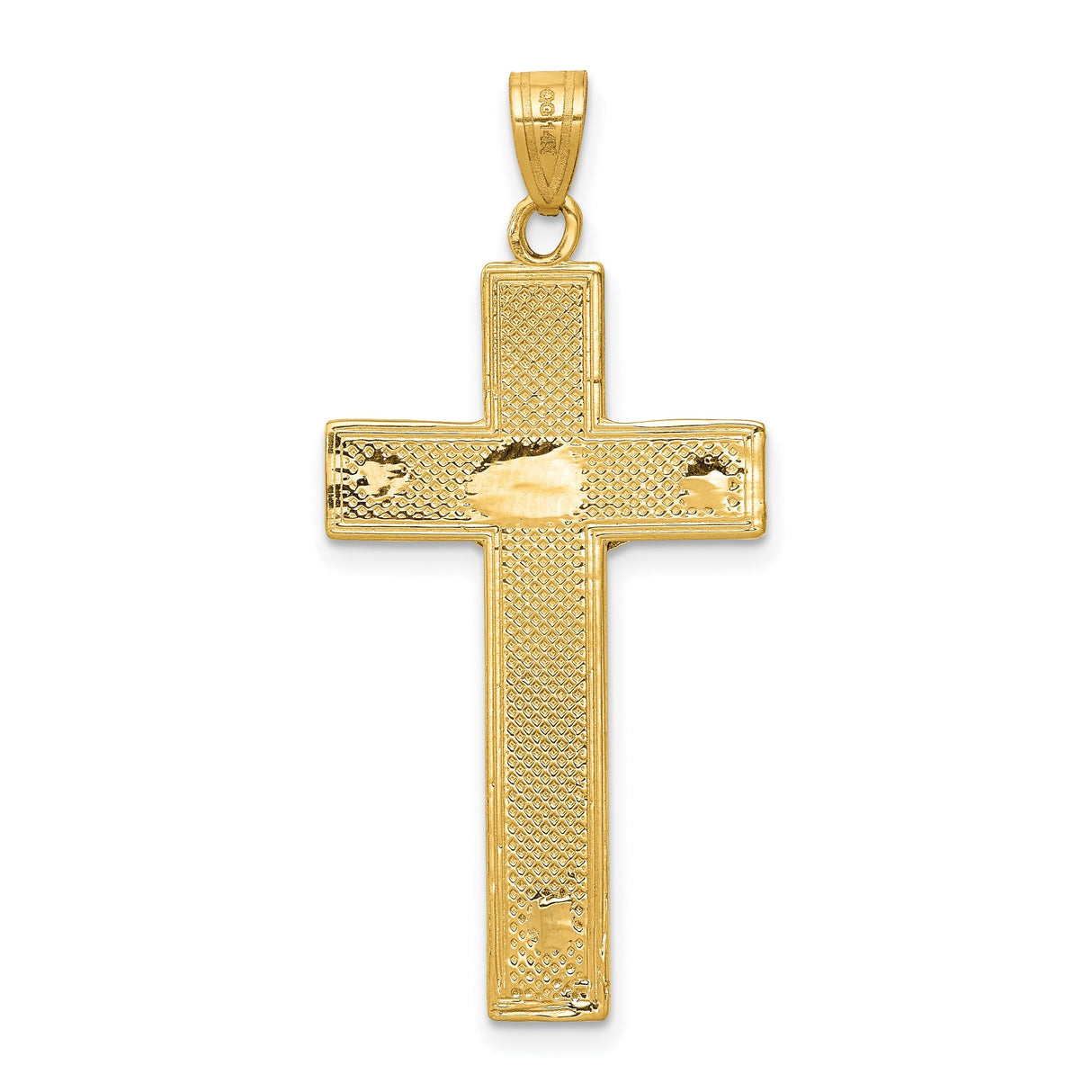 Diamond-Cut Crucifix Charm Pendant in Real 10k Multi-Tone Gold