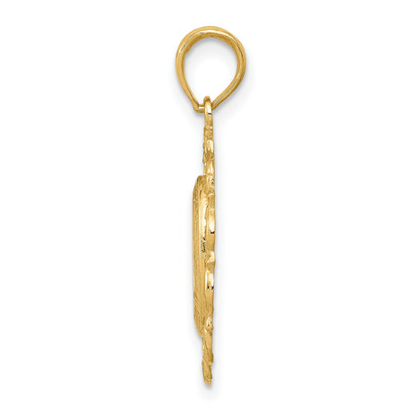 10k Yellow Gold Miraculous Medal Pendant with Virgin Mary and Filigree Edge