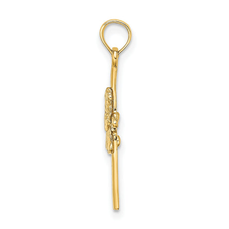 10k Yellow Gold Cross Pendant with Spiritual and Religious Design for Men and Women