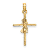 10k Yellow Gold Cross Pendant with Spiritual and Religious Design for Men and Women