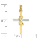 10k Yellow Gold Cross Pendant with Spiritual and Religious Design for Men and Women