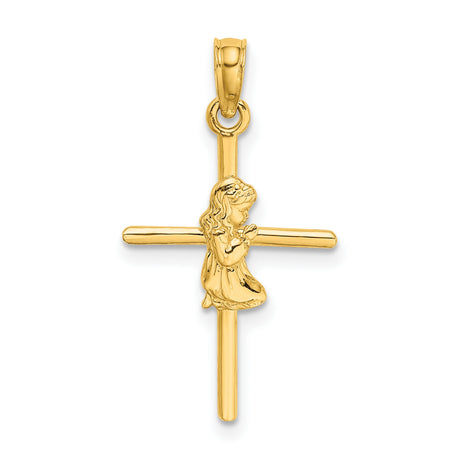 10k Yellow Gold Cross Pendant with Spiritual and Religious Design for Men and Women