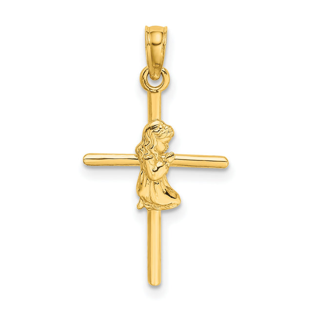 10k Yellow Gold Cross Pendant with Spiritual and Religious Design for Men and Women