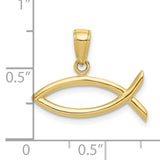 10k Yellow Gold Pendant, Open Ichthys Jesus Fish Christian Symbol, Religious Charm for Women or Unisex