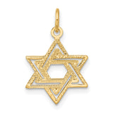 10k Yellow Gold Star of David Pendant with Interlocking Double Triangle Design
