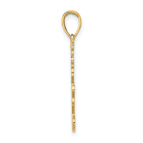 10k Yellow Gold I Love You Pendant, Script Lettering Romantic Charm for Women