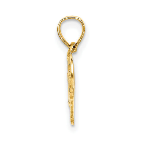 10k Yellow Gold Pendant with Double Interlocking Hearts, Romantic Heart Charm for Women