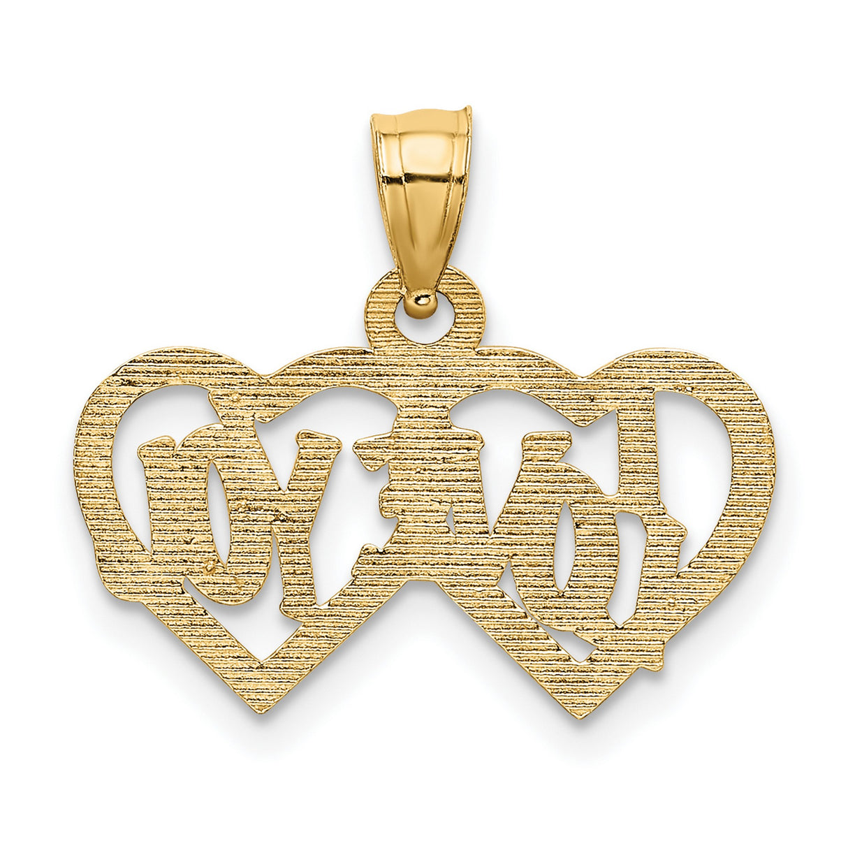 10k Yellow Gold Pendant with Double Interlocking Hearts, Romantic Heart Charm for Women