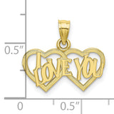 10k Yellow Gold Pendant with Double Interlocking Hearts, Romantic Heart Charm for Women