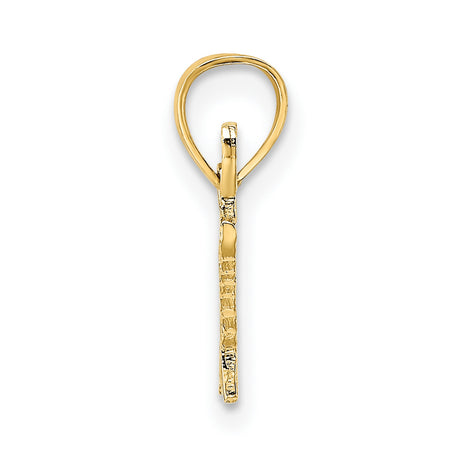 10k Yellow Gold Script Pendant, Polished Word Charm with Inspirational Message for Women