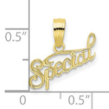 10k Yellow Gold Script Pendant, Polished Word Charm with Inspirational Message for Women