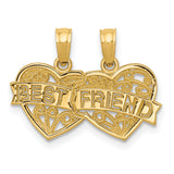 BEST FRIEND 2 Piece Break-A-Part Charm Pendant in Real 10k Yellow Gold