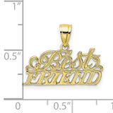 10k Yellow Gold Friend Pendant, Script Lettering Charm Symbolizing Friendship and Loyalty