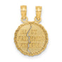 10k Yellow Gold Heart Pendant Set, Split Design, Friendship Jewelry for Women or Teens