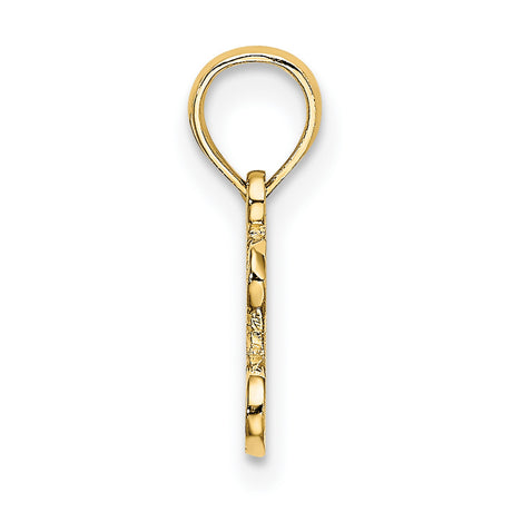 10k Yellow Gold Pendant with Heart Symbol and I Love Gold Phrase, Polished Textured Charm