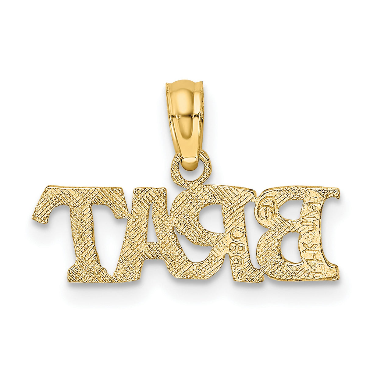 10k Yellow Gold Brat Pendant, Bold Letter Charm with Script Design, Streetwear Style for Women and Teens