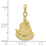 10k Yellow Gold Birthday Cake Pendant with Candle and Happy Birthday Words