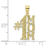 #1 MOM Vertical Charm Pendant in Real 10k Yellow Gold