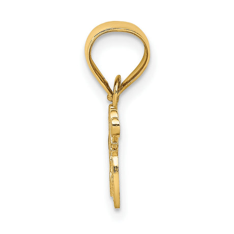 10k Yellow Gold Mom Pendant with Heart Detail and Script Lettering