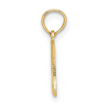 10k Yellow Gold Pendant, I Love My Mom Heart Design, Bold Lettering Mother Charm