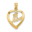 #1 MOM In Heart Charm Pendant in Real 10k Yellow Gold