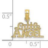 10k Yellow Gold Angel Pendant with Script and Block Letters, Christian Charm for Women and Girls