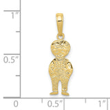 10k Yellow Gold Boy Pendant with Overalls, Sentimental Mother and Son Charm