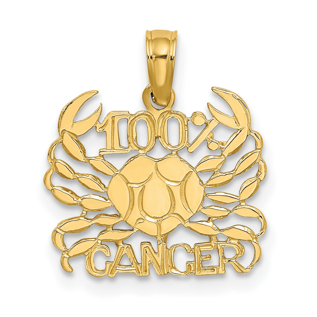 100% CANCER Zodiac Charm Pendant in Real 10k Yellow Gold
