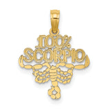 100% SCORPIO Zodiac Charm Pendant in Real 10k Yellow Gold