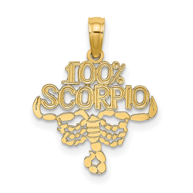 100% SCORPIO Zodiac Charm Pendant in Real 10k Yellow Gold