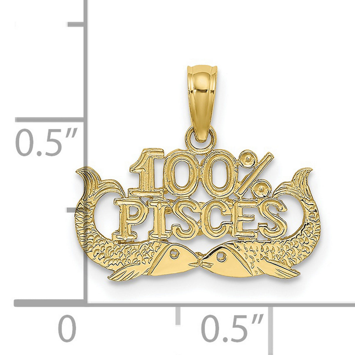 100% PISCES Zodiac Charm Pendant in Real 10k Yellow Gold