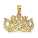 100% PISCES Zodiac Charm Pendant in Real 10k Yellow Gold