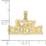 10k Yellow Gold Heart Pendant, I Heart My Detective Law Enforcement Support Charm for Women