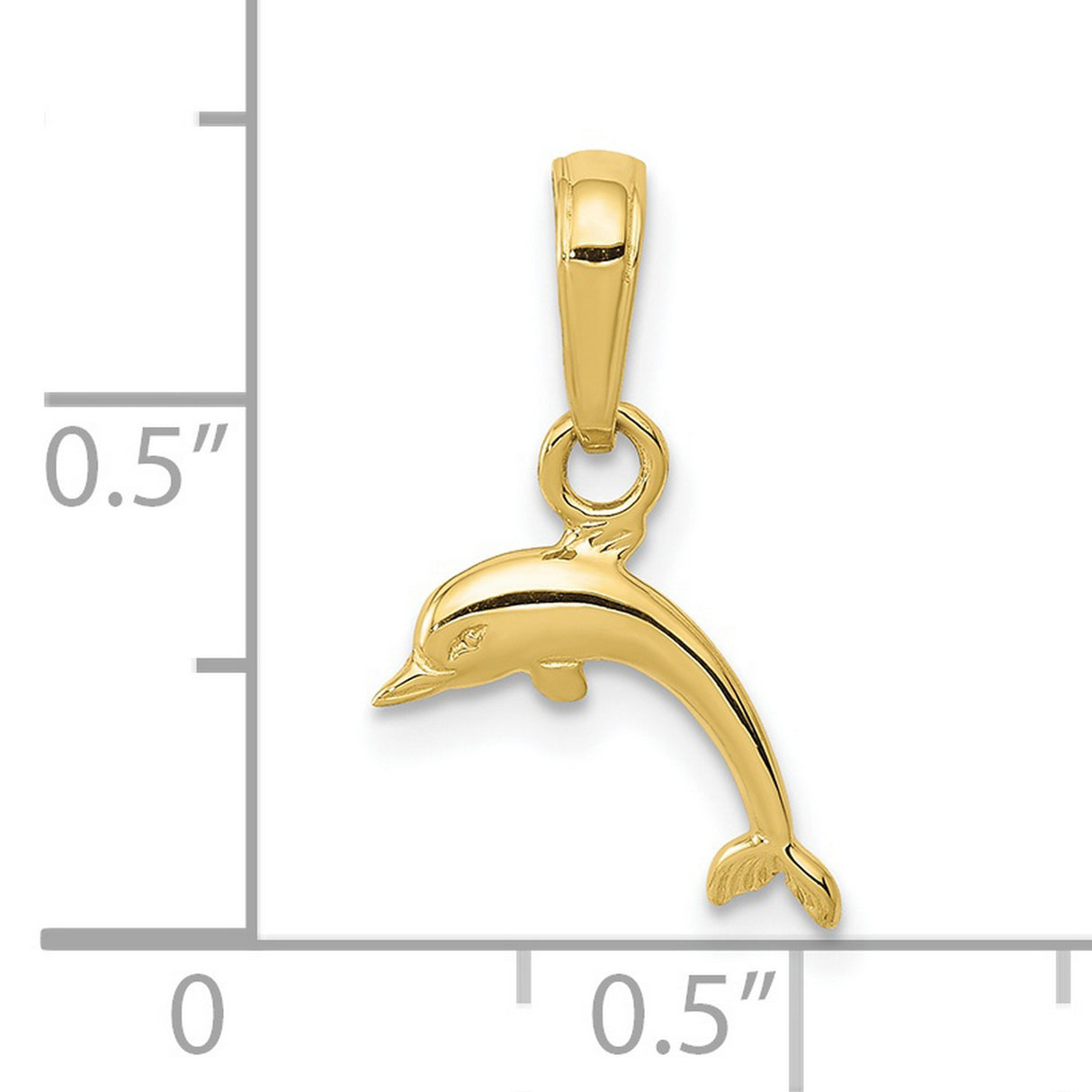 10k Yellow Gold Dolphin Pendant, Leaping Marine Animal Charm for Women or Unisex Wear