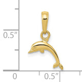10k Yellow Gold Dolphin Pendant, Leaping Marine Animal Charm for Women or Unisex Wear